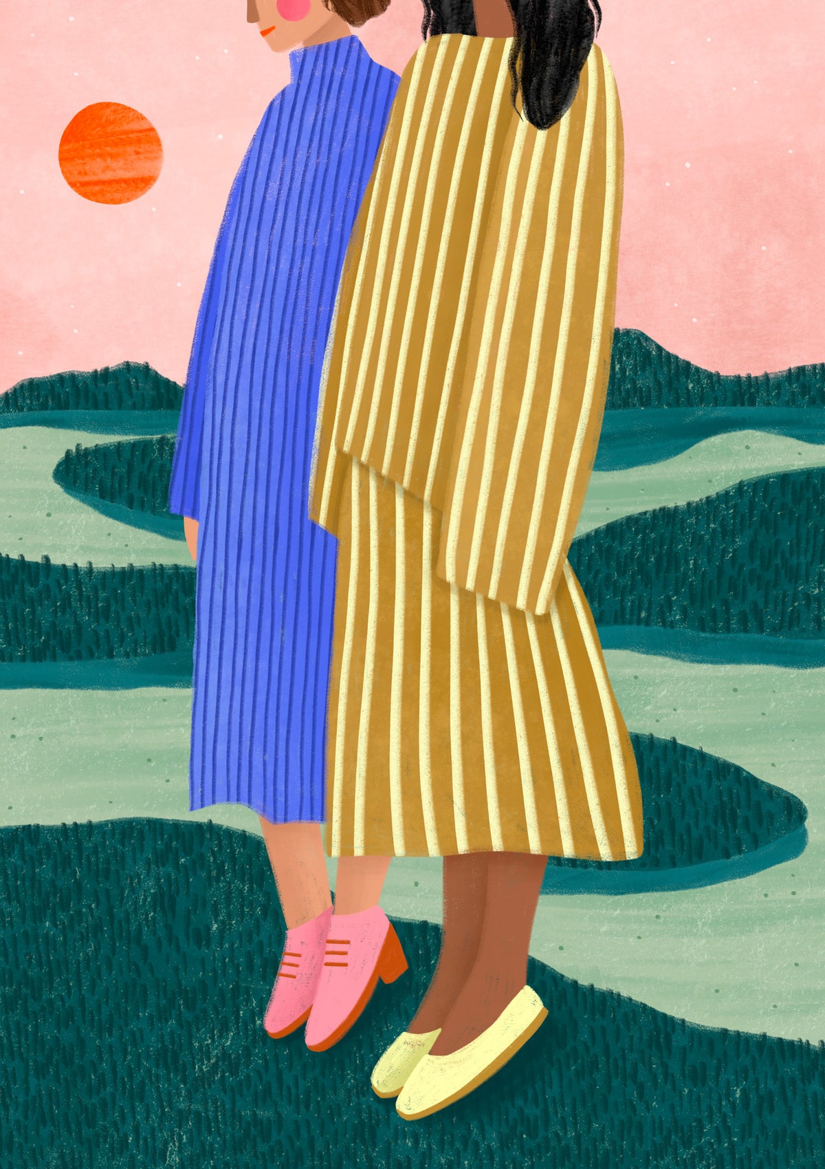 framedcanvas-print-friends-with-striped-dresses