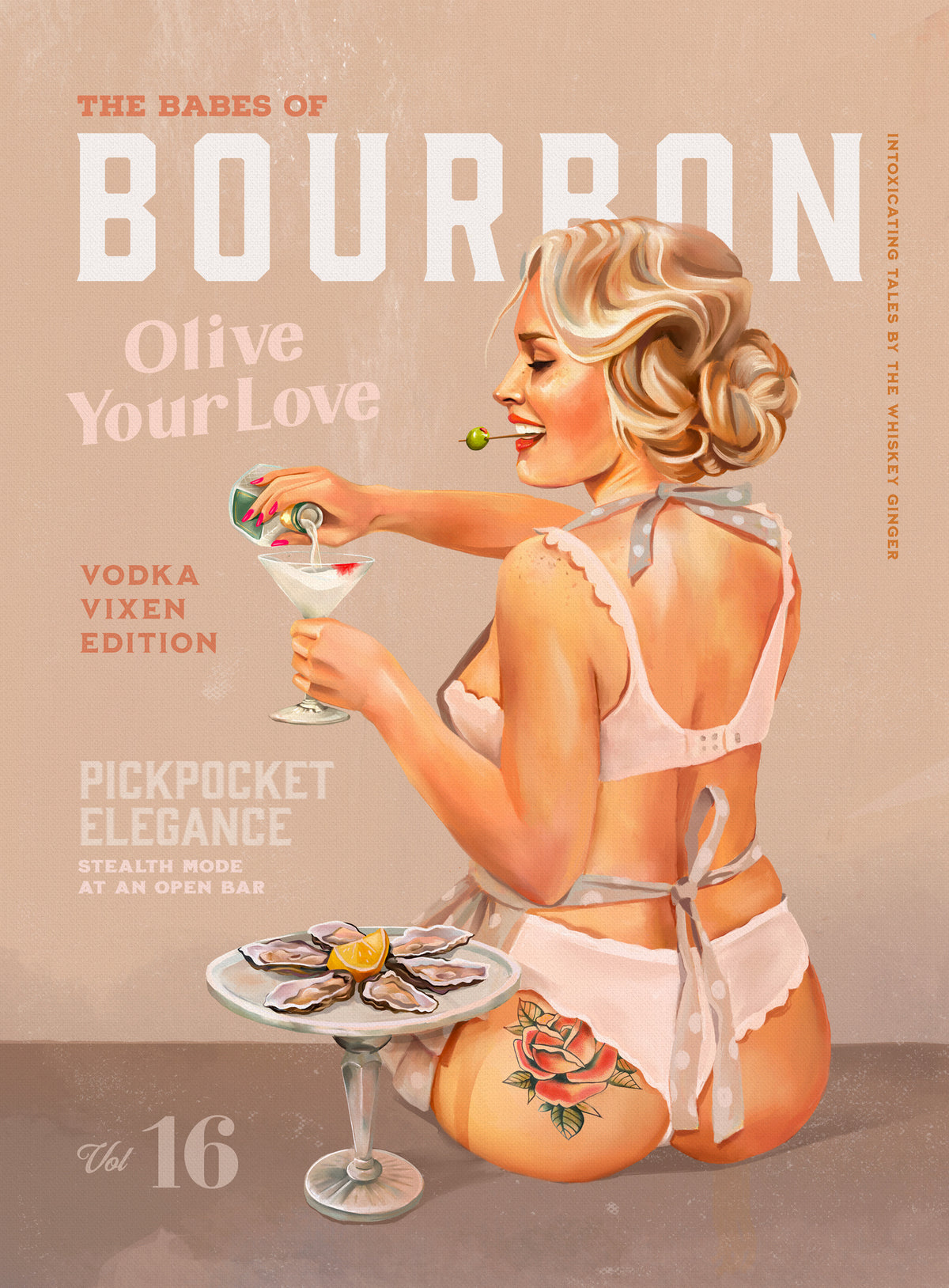 poster-print-bourbon-babe-vol-16-vintage-vodka-martini-pin-up-girl