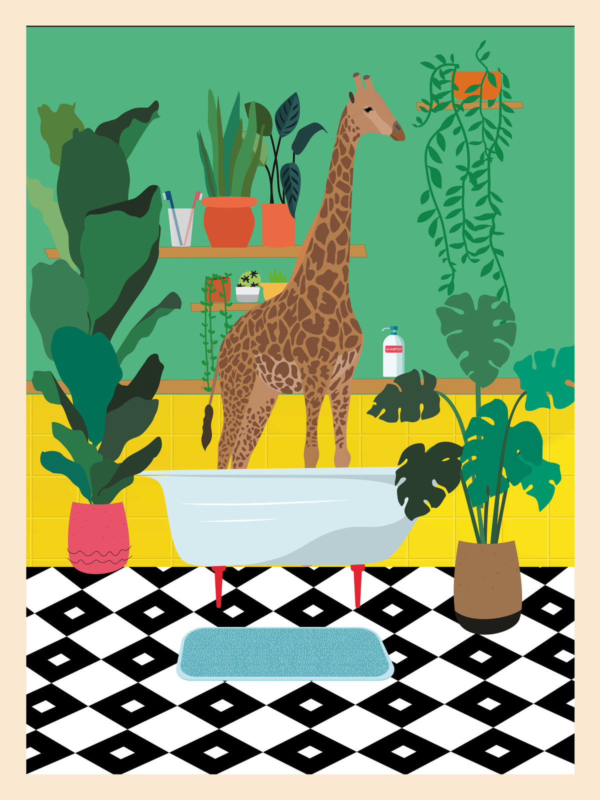 acrylic-print-giraffe-bathtime