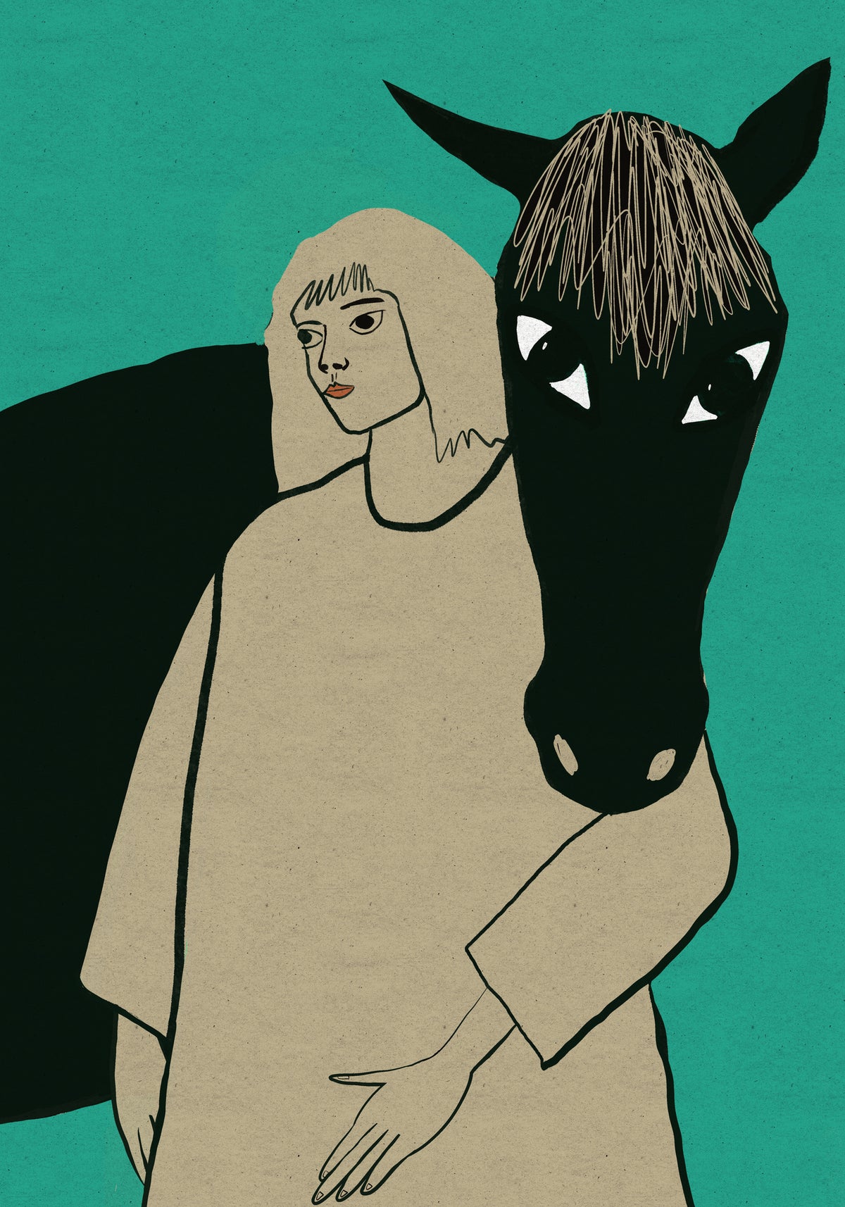 framedcanvas-print-black-horse-and-woman