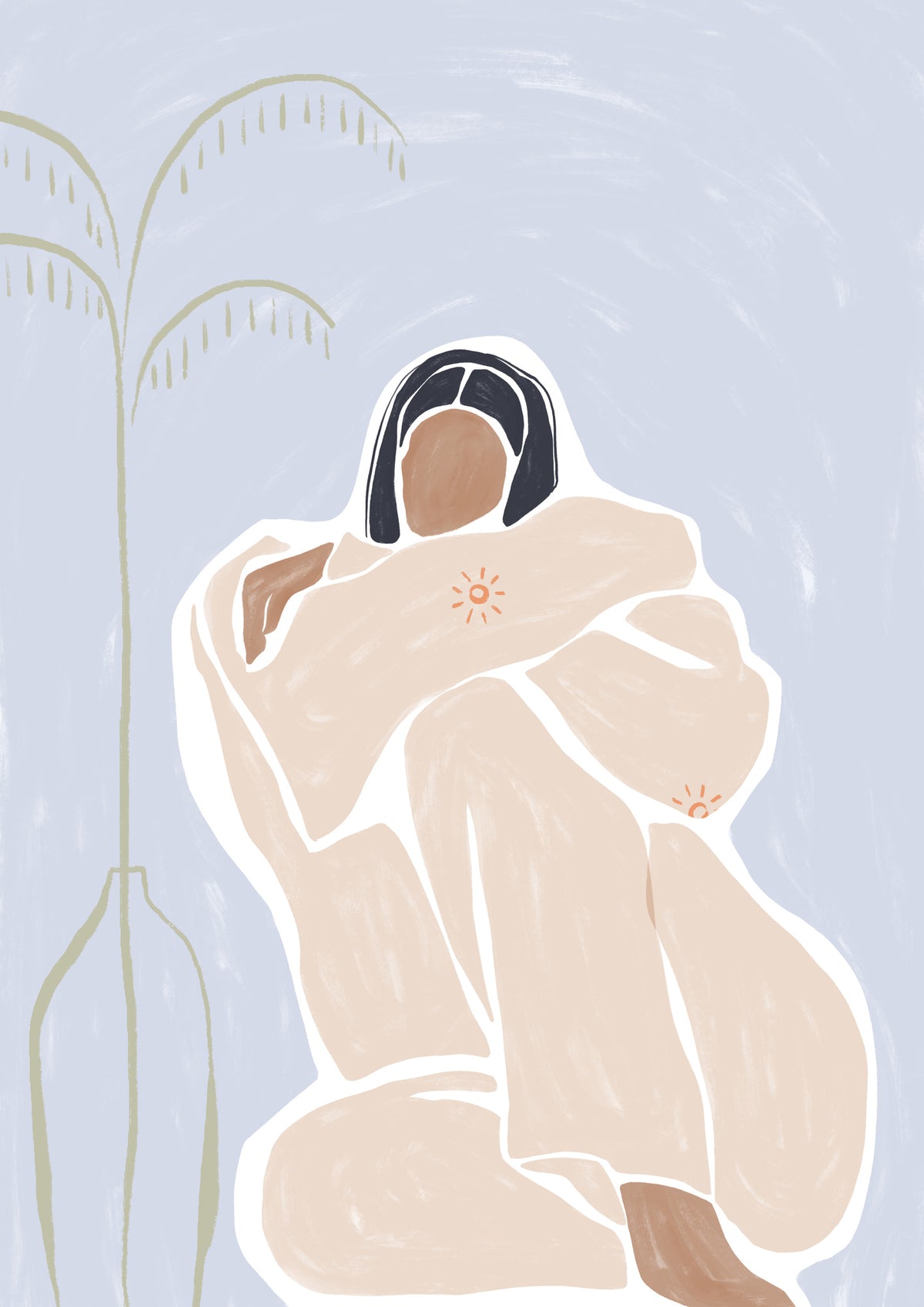 canvas-print-woman-cuddle-herself-print-by-ivy-green-illustrations