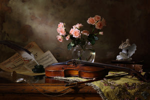 modern-3-piece-aluminium-print-still-life-with-violin-and-roses