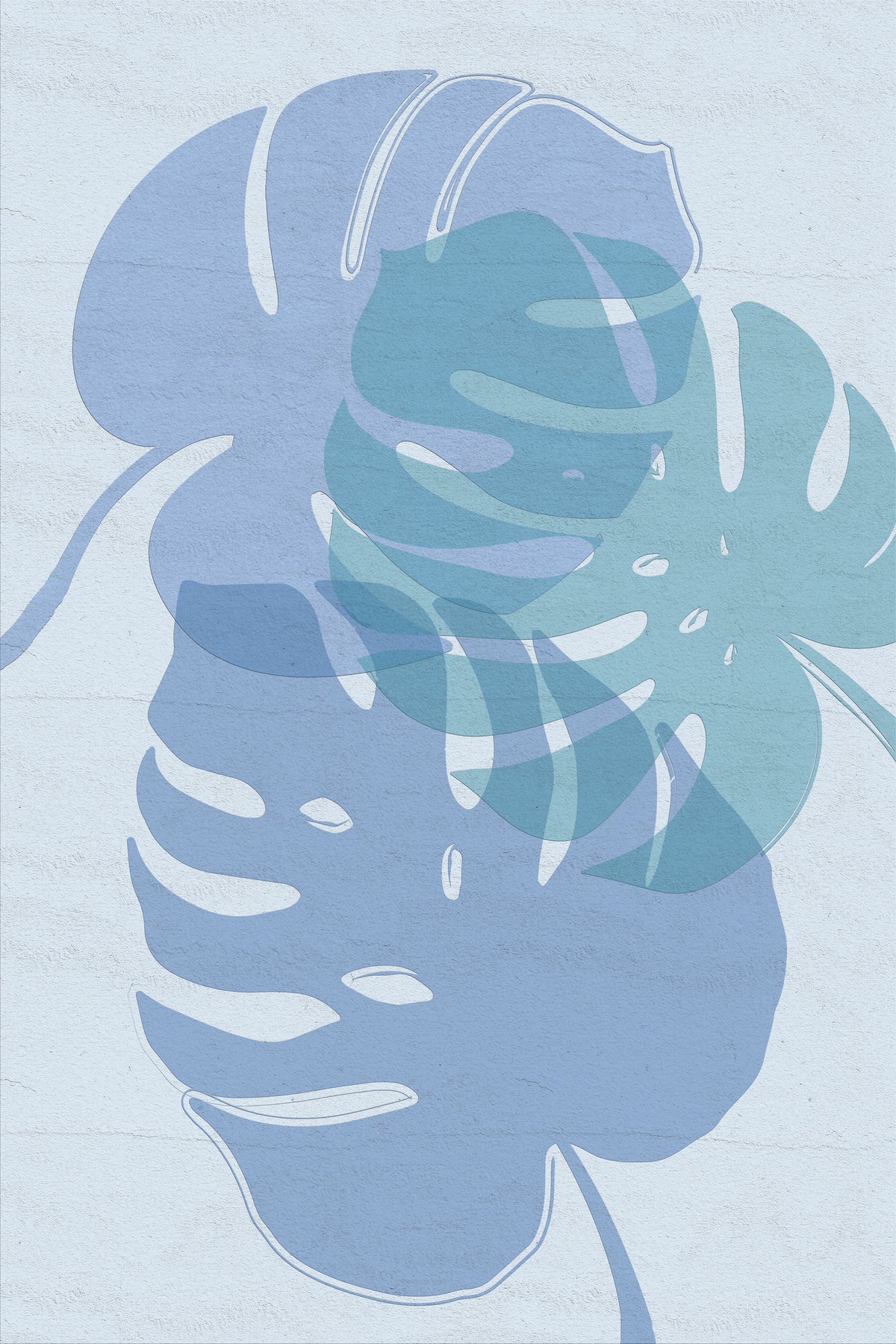framedcanvas-print-layered-blue-monstera-leaves