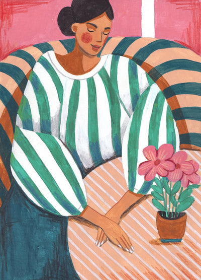 poster-print-woman-in-stripes-in-thought