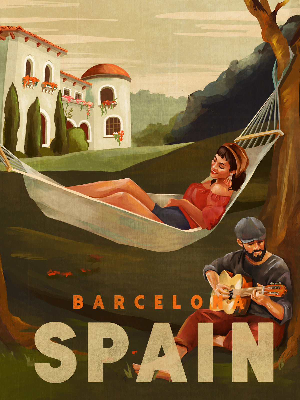 aluminium-print-barcelona-spain-guitar-player-travel-art