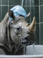 aluminium-print-rhinoceros-taking-a-shower