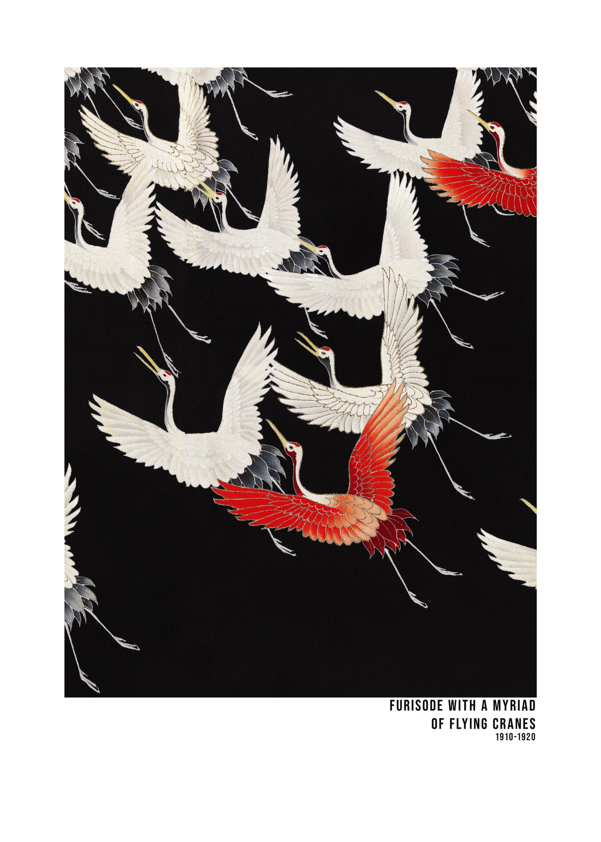 framedposter-print-furisode-with-a-myriad-of-flying-cranes-1910-1920-japanese