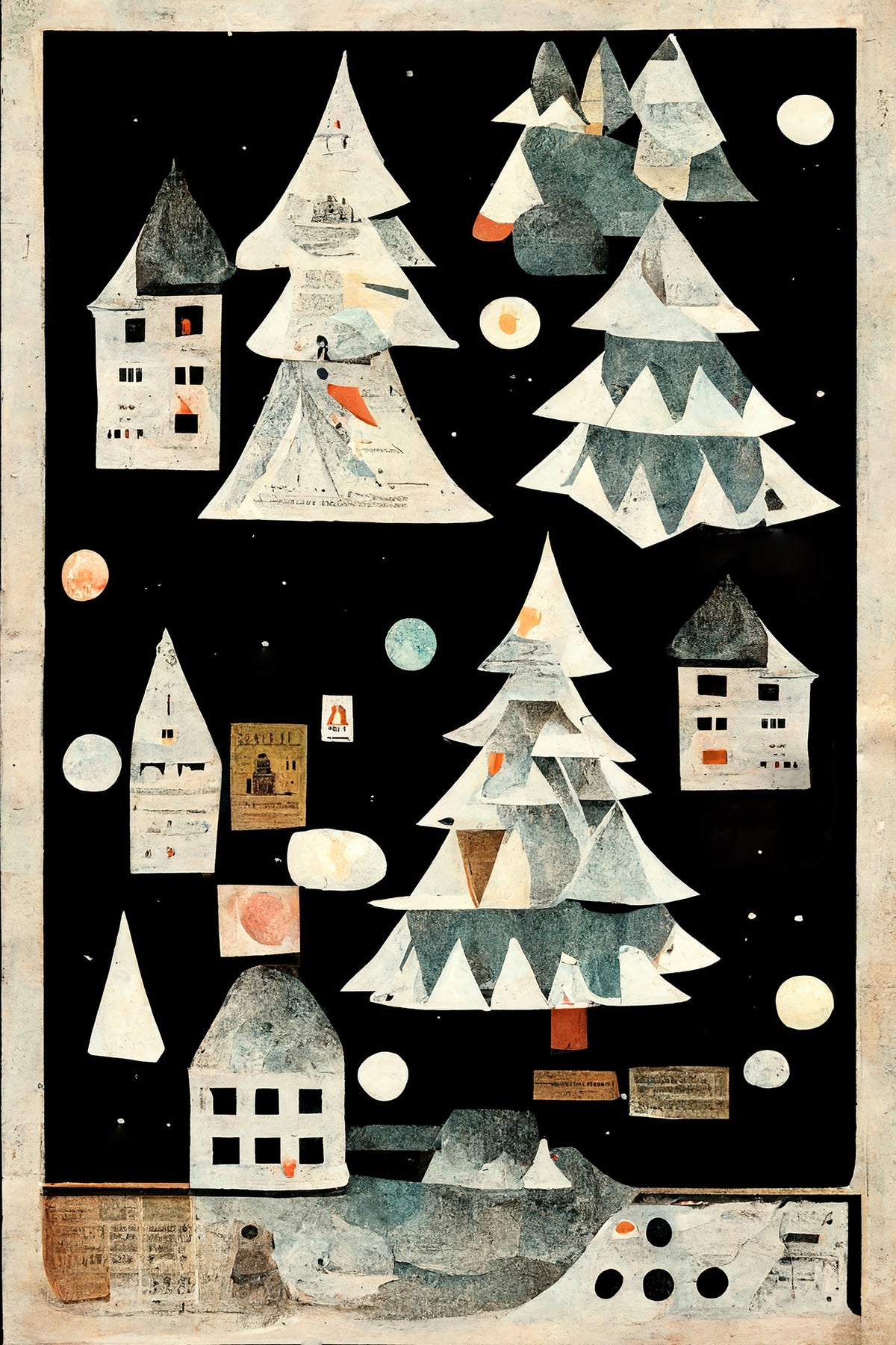framedposter-print-a-paper-village-at-night