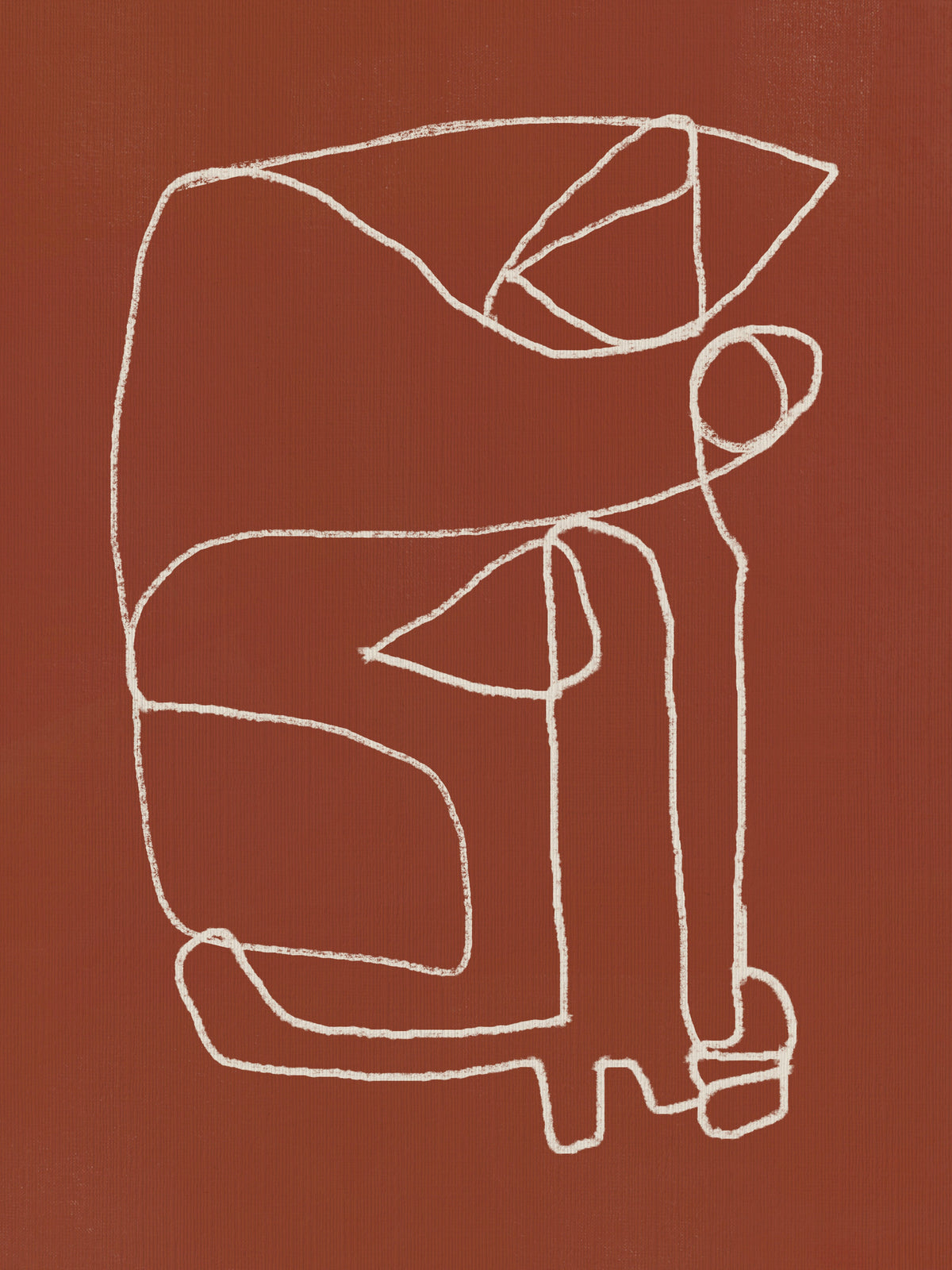aluminium-print-line-art-abstract-portrait-terracotta