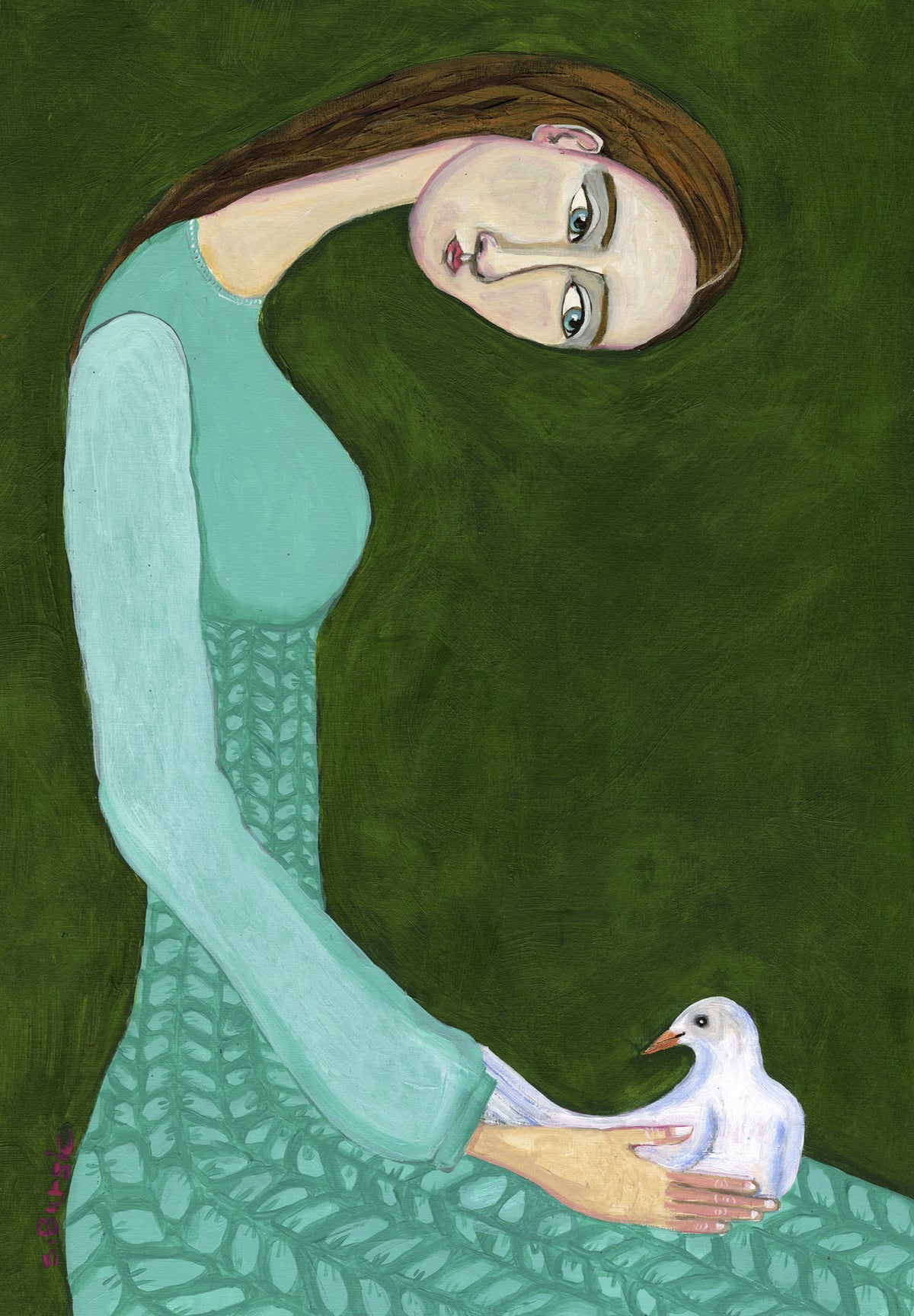 acrylic-print-lady-sitting-with-white-dove-bird-woman