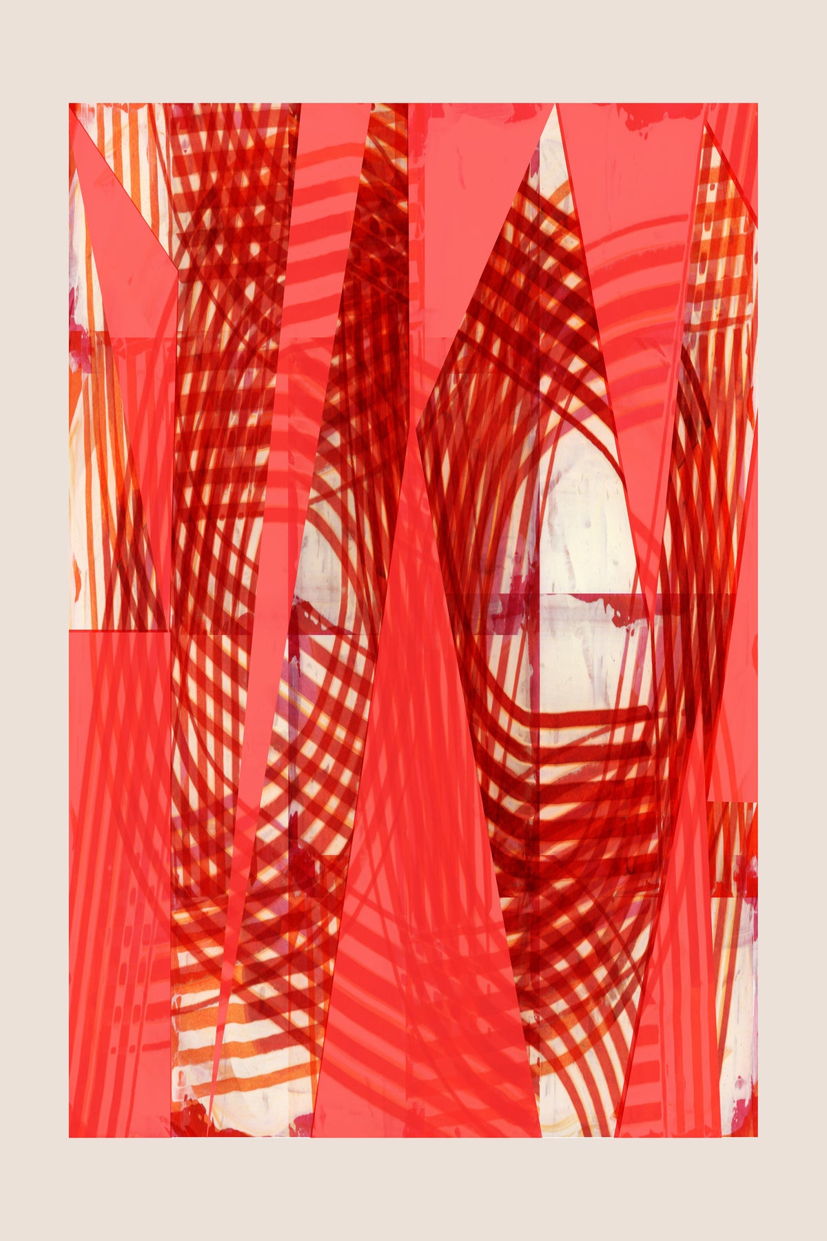 framedcanvas-print-red-geometric-weave-no2