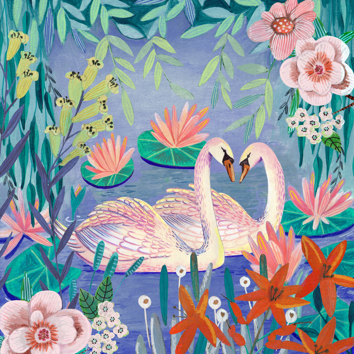 aluminium-print-swans-swimming-in-the-pound