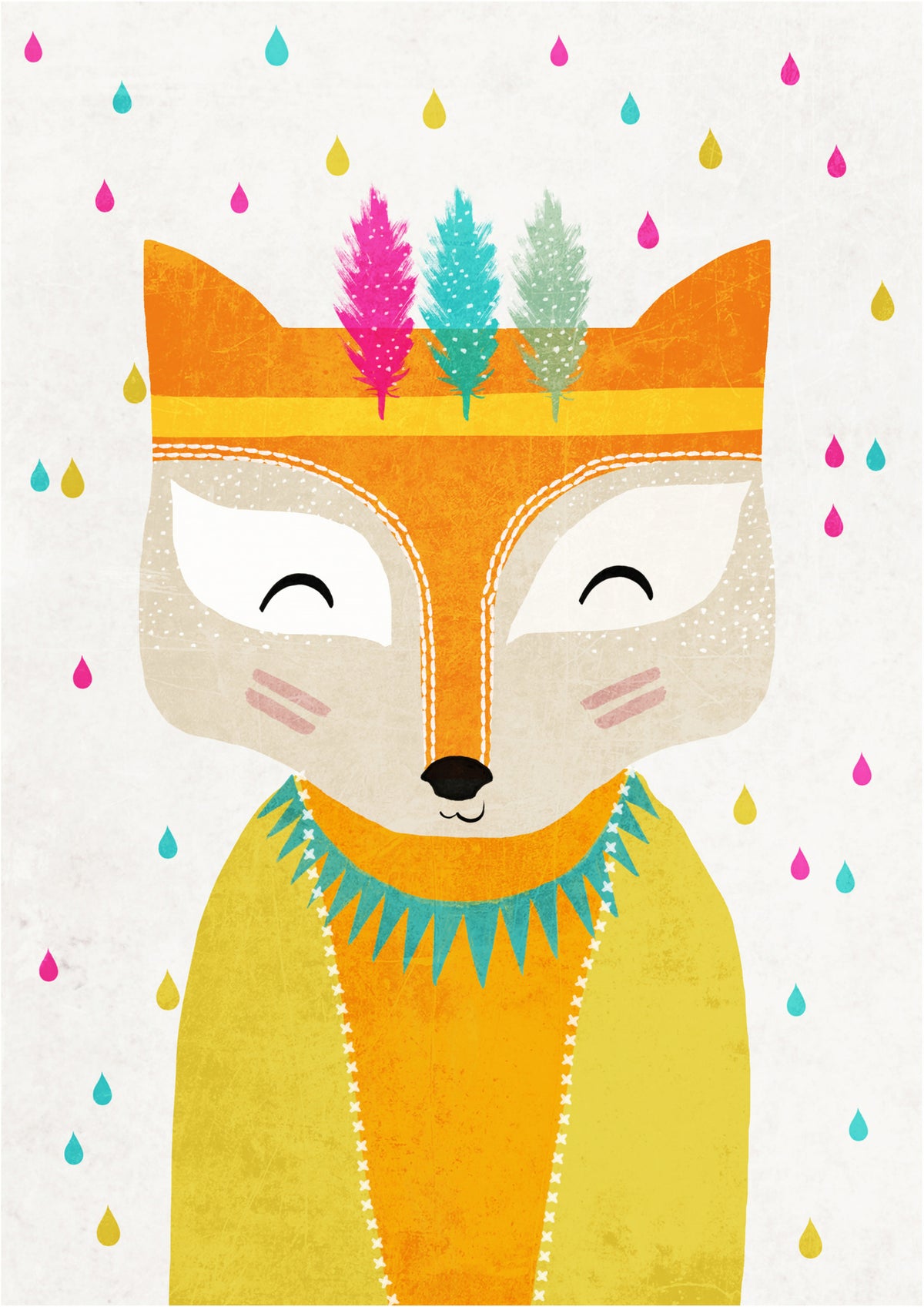 framedposter-print-feathered-fox-face