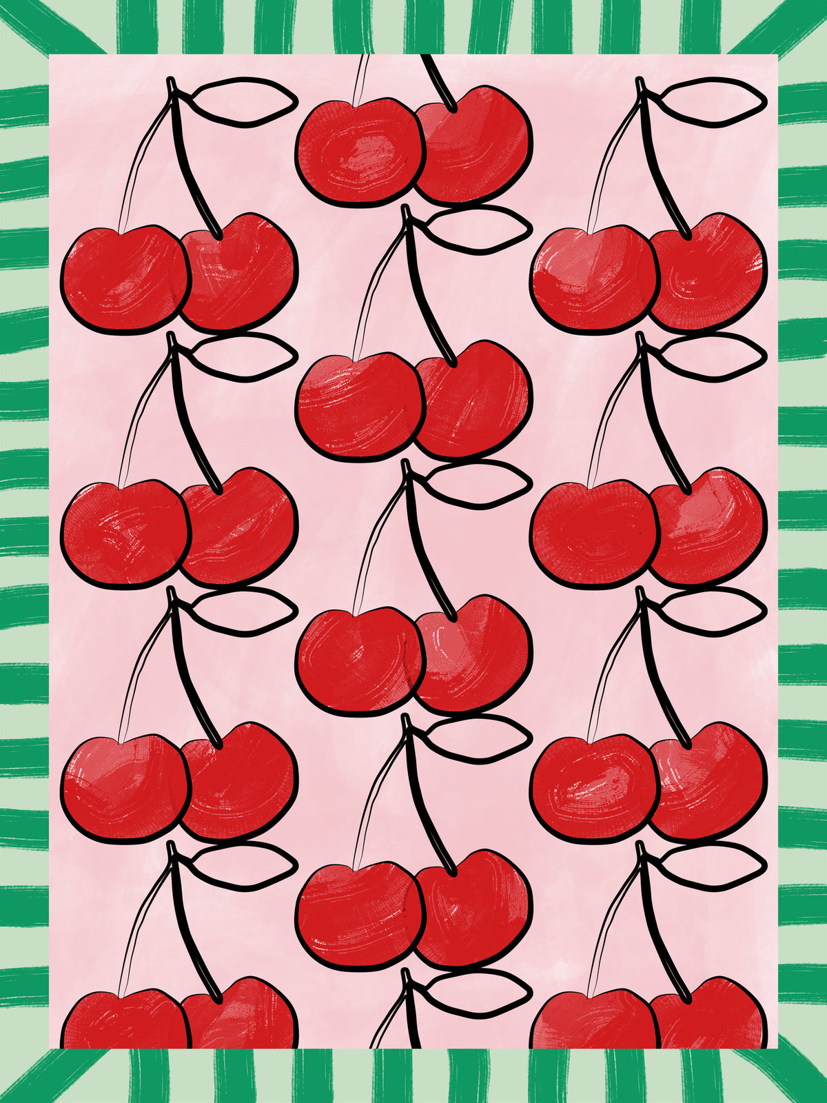 canvas-print-red-cherries-on-a-pink
