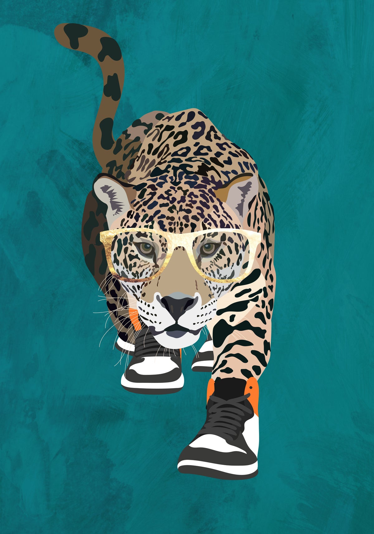 acrylic-print-jaguar-prowling-in-high-top-sneakers
