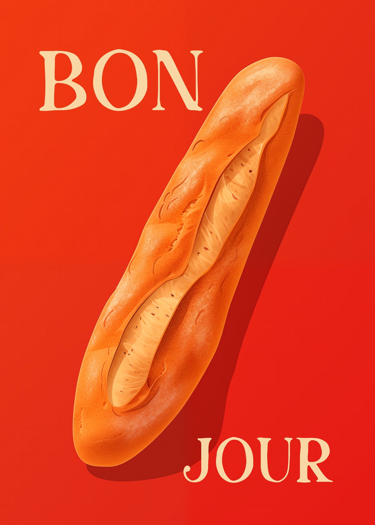 framedcanvas-print-baguette-on-a-red-background