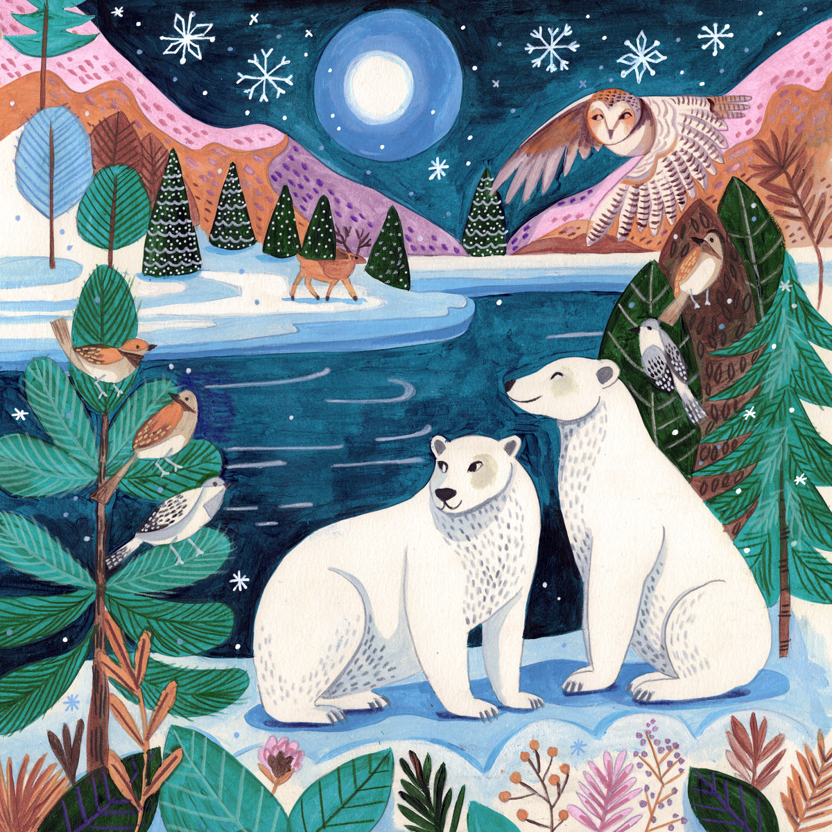 canvas-print-polar-bears-christmas-at-the-north-pole-under-the-moon