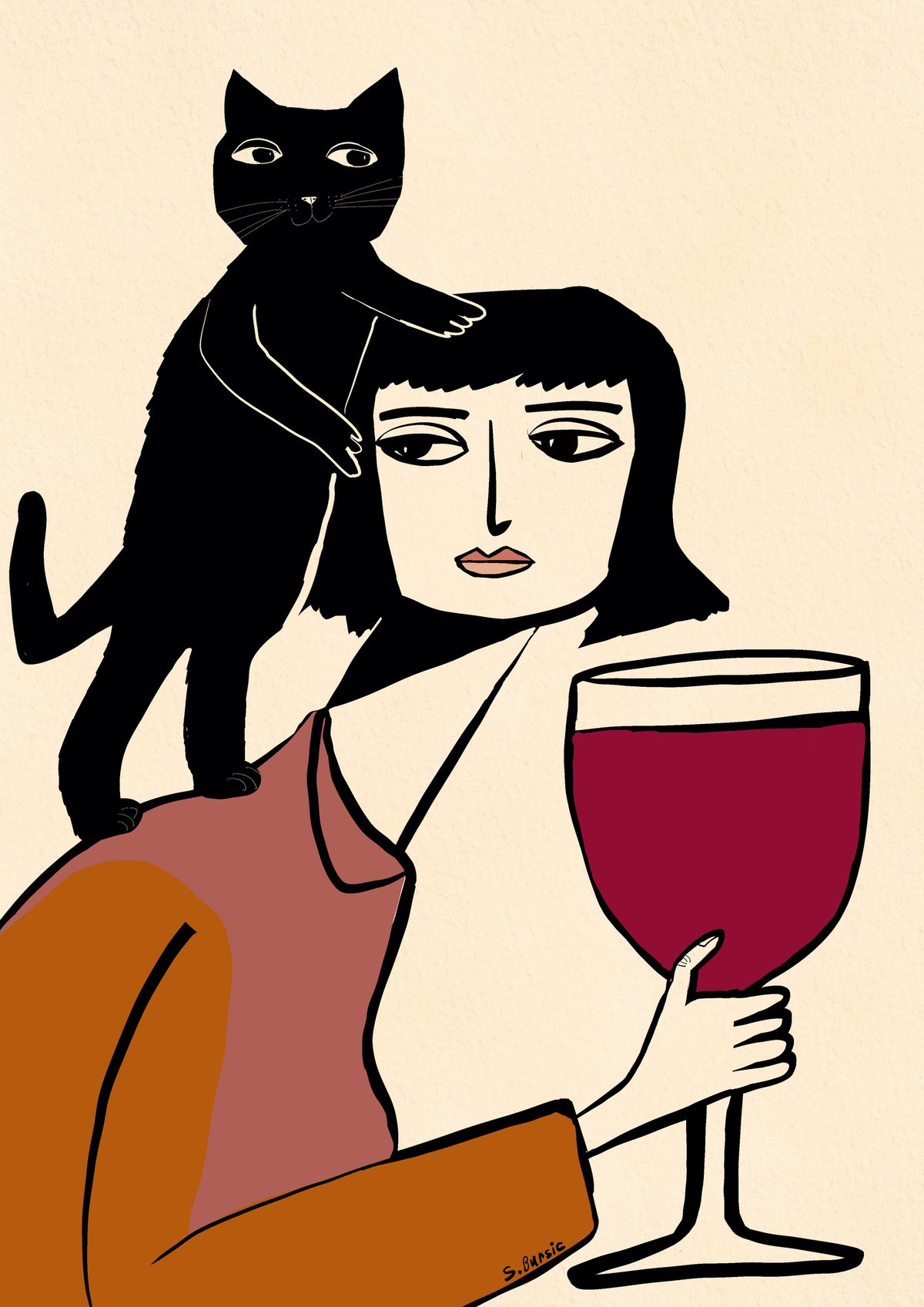 framedposter-print-wine-and-cat-lover